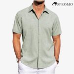 Men's Linen Shirts Casual Short Sleeve Button Down
